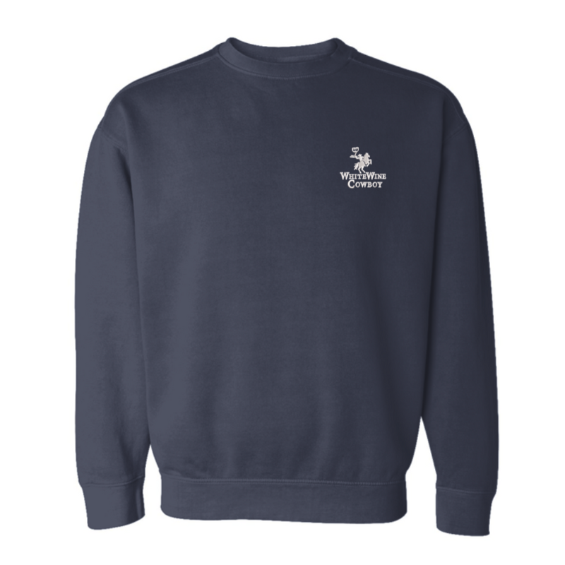 Embroidered Crew Neck Sweatshirt - Navy/White
