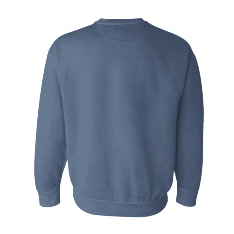 Embroidered Crew Neck Sweatshirt - Blue/White