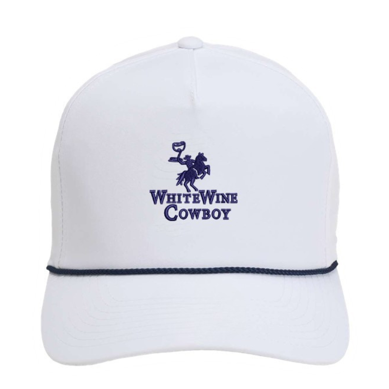 Embroidered Rope Hat - White/Navy