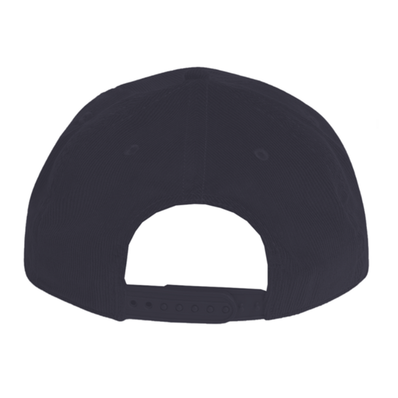 Embroidered Corduroy Rope Hat - Navy/White