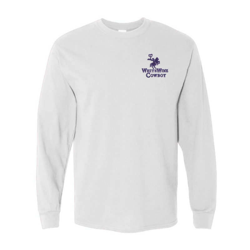 Embroidered Long Sleeve Tee - White/Purple