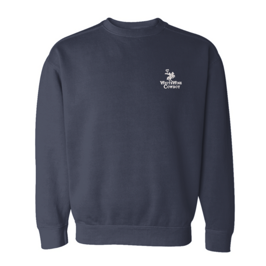 Embroidered Crew Neck Sweatshirt - Navy/White