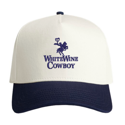 Embroidered Two-Tone Hat - Navy/White
