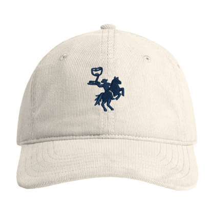 Embroidered Corduroy Dad Hat - Ecru/Navy
