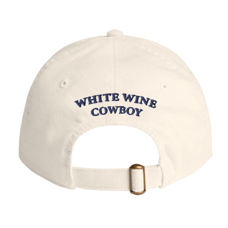Embroidered Corduroy Dad Hat - Ecru/Navy