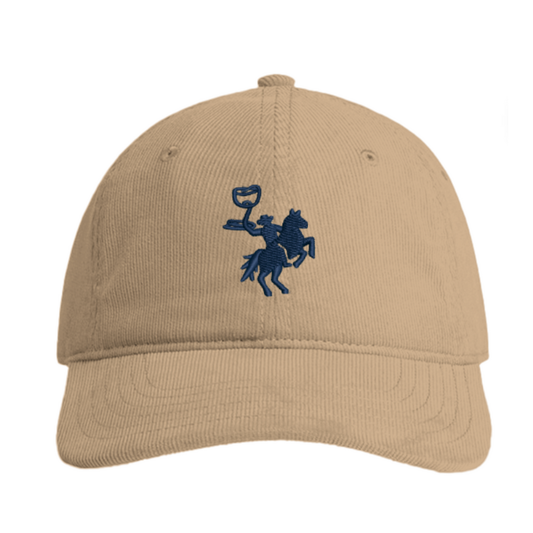 Embroidered Corduroy Dad Hat - Khaki/Navy