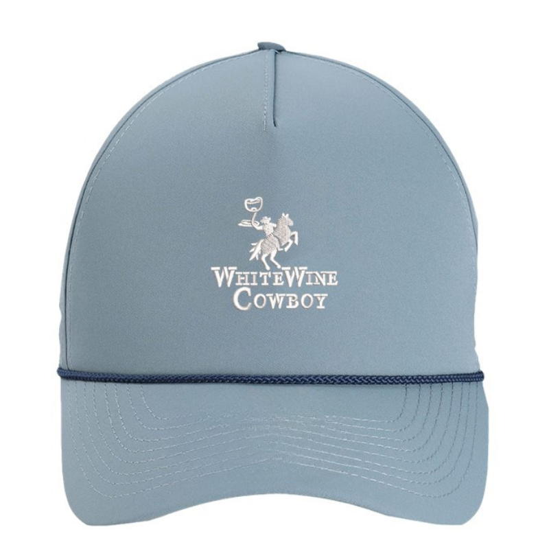 Embroidered Rope Hat - Light Blue/Navy