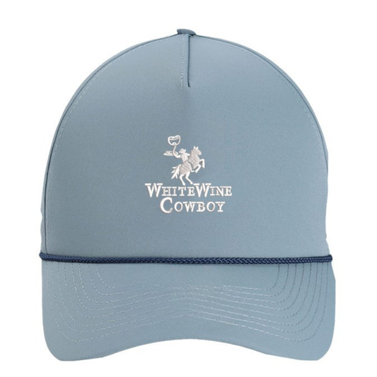 Embroidered Rope Hat - Light Blue/Navy