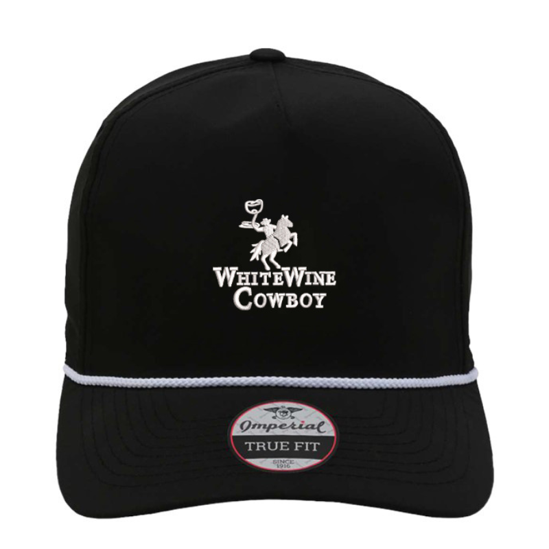 Embroidered Rope Hat - Black/White