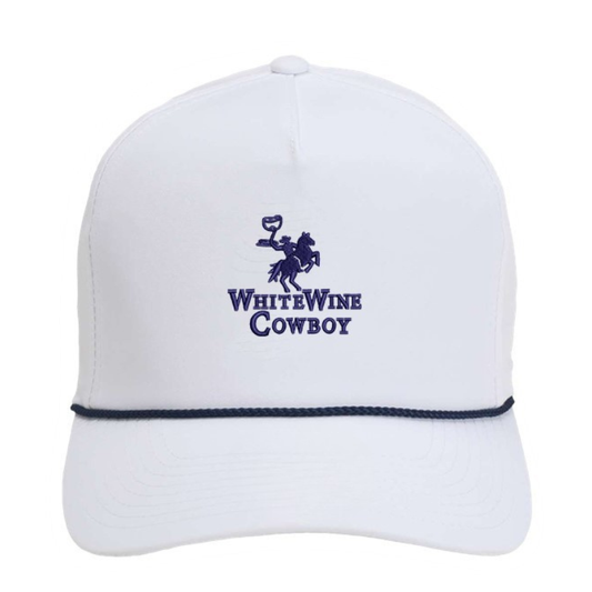 Embroidered Rope Hat - White/Navy