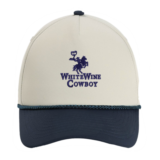 Embroidered Rope Hat - Off-White/Navy