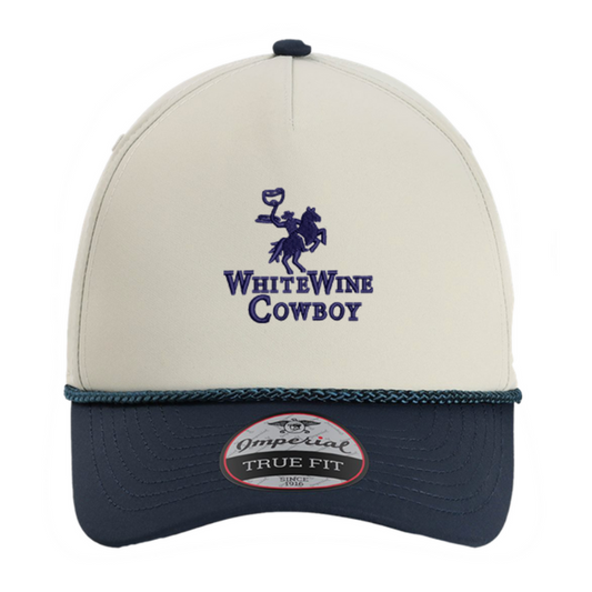 Embroidered Rope Hat - Off-White/Navy