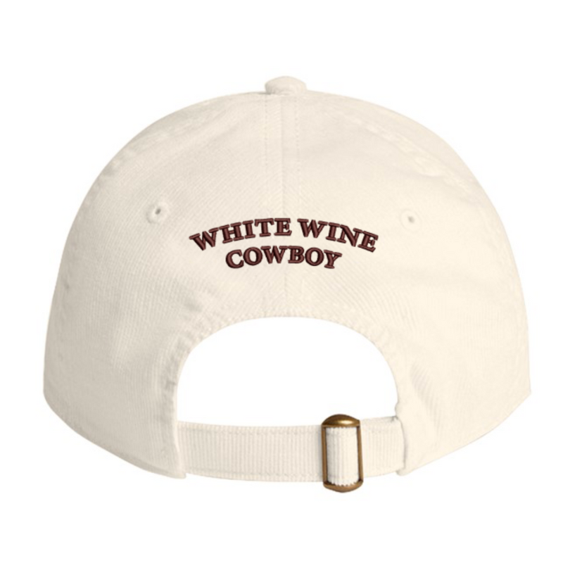 Embroidered Corduroy Dad Hat - Ecru/Brown