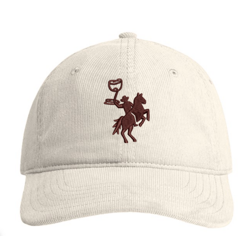 Embroidered Corduroy Dad Hat - Ecru/Brown