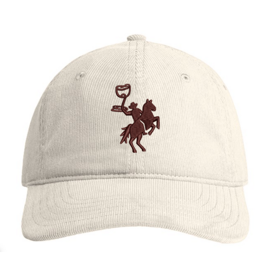 Embroidered Corduroy Dad Hat - Ecru/Brown
